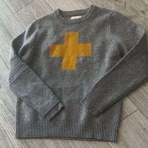 Alps & Meters wool Men's Gray Crewneck Sweater with yellow Cross